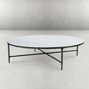 Hand-Forged Metal Marble Round Coffee Table 36