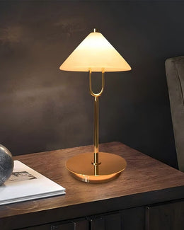 Fuji Cone Alabaster Desk Table Lamp Wide 8