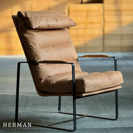 Art Leon Genuine Leather Accent Chair