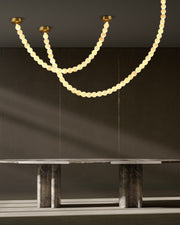 Modern LED Natural Alabaster Globes Beads Hanging Chandelier Indoor Lighting Fixture