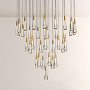 Raindrop Glass Round Solitaire Chandelier-kimoylights