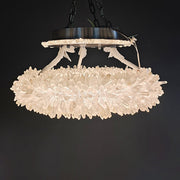 24-47 Inch Round Clear Geode Quartz Crystal Ring Pendant Light Modern Chandelier for Living Room