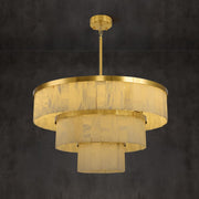 Modern 3-Tier Round Alabaster Chandelier-Gold 34
