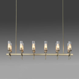 Cylinder Modernist Brass Chandelier