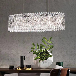 Modern Fashion Extra Large Oval Crystal Pendant Chandelier for Dining Room