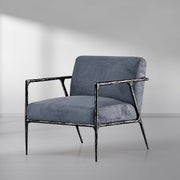 Hand-Forged Metal Retro Silver Iron Frame Track Armchair