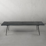 Hand-Forged Metal Retro Copper Frame Solid Wood Dining Bench
