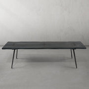 Hand-Forged Metal Retro Copper Frame Solid Wood Dining Bench