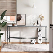 Hand-Forged Metal Rectangle Marble Console Table 60