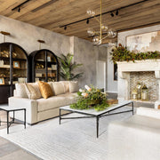 Hand-Forged Metal Rectangle Marble Coffee Table