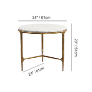 Hand-Forged Metal Marble Round Side Table 3 Leg 24