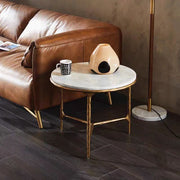 Hand-Forged Metal Marble Round Side Table 3 Leg 24