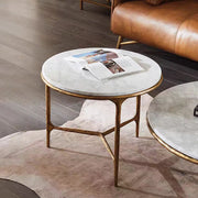 Hand-Forged Metal Marble Round Side Table 3 Leg 24