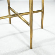 Hand-Forged Metal Glass Round Side Table 3 Leg 24