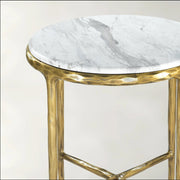 Hand-Forged Metal Round Marble Side Table 18