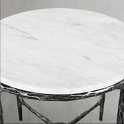 Hand-Forged Metal Round Marble Side Table 18