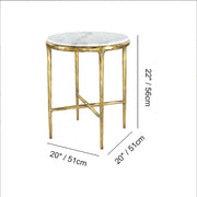 Hand-Forged Metal Round Marble Side Table 18