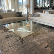 Hand-Forged Metal Square Glass Coffee Table