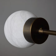 Brass and Alabaster Globes Asymmetrical Line Chandelier