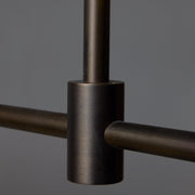 Brass and Alabaster Globes Asymmetrical Line Chandelier
