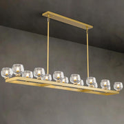 Modern Crystal Rectangle Wagon Wheel Chandeliers