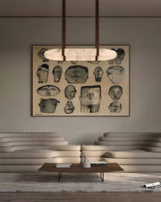 Oval Alabaster LED Large Pendant lamp with adjustable leather, Dia 16/24