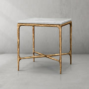 Hand-Forged Metal Marble Square Side Table 18
