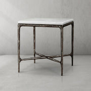 Hand-Forged Metal Marble Square Side Table 18