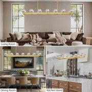 Modern Crystal Rectangle Wagon Wheel Chandeliers