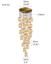 Elegant Cluster Alabaster Dome Suspension Light Lacquered Burnished Brass for hallway