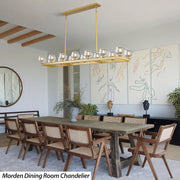 Modern Crystal Rectangle Wagon Wheel Chandeliers