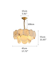 Multi layers Spanish White Alabaster Shell Marble Chandelier lamp in Brass
