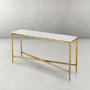 Hand-Forged Metal Rectangle Marble Console Table 60