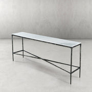 Hand-Forged Metal Rectangle Marble Console Table 60