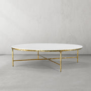 Hand-Forged Metal Marble Round Coffee Table 36