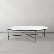 Hand-Forged Metal Marble Round Coffee Table 36