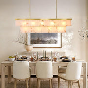 2-Tier Rectangle Alabaster Chandelier 54