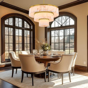 Modern 3-Tier Round Alabaster Chandelier-Gold 34
