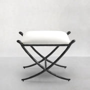 Hand-Forged Metal Horn Fabric Base Stool
