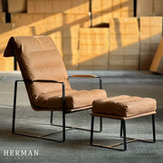 Art Leon Genuine Leather Accent Chair