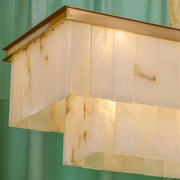 Alabaster Brass Rectangular Chandelier 41.33