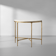 Hand-Forged Metal Semi-Circle Marble Console Table