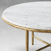 Hand-Forged Metal Marble Round Dining Table