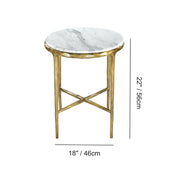 Hand-Forged Metal Round Marble Side Table 18