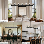 Modern Crystal Rectangle Wagon Wheel Chandeliers