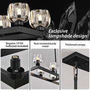 Modern Crystal Rectangle Wagon Wheel Chandeliers