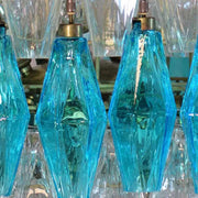 Murano Chandelier – Poliedri – 140 glass – Transparent/Blue