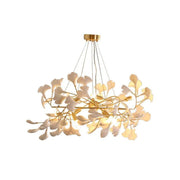 Ceramics Ginkgo Brass Round Branch Chandelier