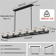 Modern Crystal Rectangle Wagon Wheel Chandeliers