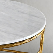 Hand-Forged Metal Marble Round Coffee Table 36
